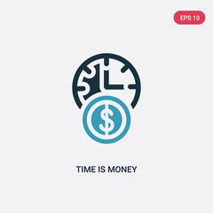 two color time is money vector icon from time management concept. isolated blue time is money vector sign symbol can be use for web, mobile and logo. eps 10