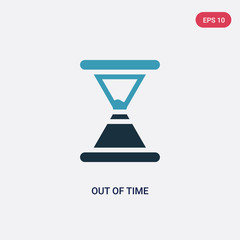two color out of time vector icon from time management concept. isolated blue out of time vector sign symbol can be use for web, mobile and logo. eps 10