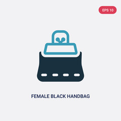 Fototapeta premium two color female black handbag vector icon from woman clothing concept. isolated blue female black handbag vector sign symbol can be use for web, mobile and logo. eps 10