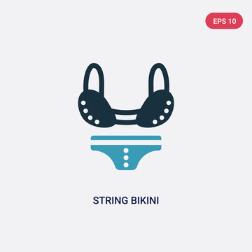 two color string bikini vector icon from woman clothing concept. isolated blue string bikini vector sign symbol can be use for web, mobile and logo. eps 10