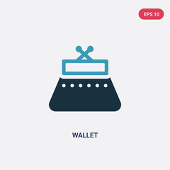two color wallet vector icon from woman clothing concept. isolated blue wallet vector sign symbol can be use for web, mobile and logo. eps 10