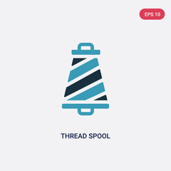 two color thread spool vector icon from woman clothing concept. isolated blue thread spool vector sign symbol can be use for web, mobile and logo. eps 10