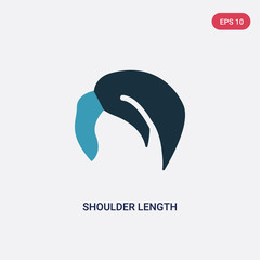 two color shoulder length vector icon from woman clothing concept. isolated blue shoulder length vector sign symbol can be use for web, mobile and logo. eps 10