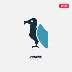 two color condor vector icon from animals concept. isolated blue condor vector sign symbol can be use for web, mobile and logo. eps 10