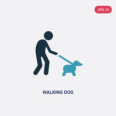 two color walking dog vector icon from animals concept. isolated blue walking dog vector sign symbol can be use for web, mobile and logo. eps 10