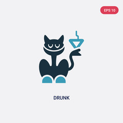 two color drunk vector icon from animals concept. isolated blue drunk vector sign symbol can be use for web, mobile and logo. eps 10