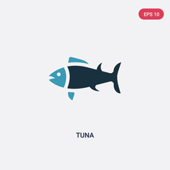 two color tuna vector icon from animals concept. isolated blue tuna vector sign symbol can be use for web, mobile and logo. eps 10