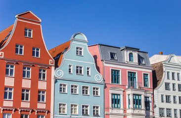 Fototapeta na wymiar Colorful facades in Hanseatic city Rostock, Germany