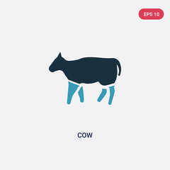 two color cow vector icon from animals concept. isolated blue cow vector sign symbol can be use for web, mobile and logo. eps 10