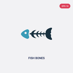 Fototapeta premium two color fish bones vector icon from animals concept. isolated blue fish bones vector sign symbol can be use for web, mobile and logo. eps 10