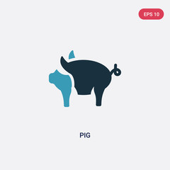 two color pig vector icon from animals concept. isolated blue pig vector sign symbol can be use for web, mobile and logo. eps 10