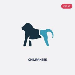 two color chimpanzee vector icon from animals concept. isolated blue chimpanzee vector sign symbol can be use for web, mobile and logo. eps 10