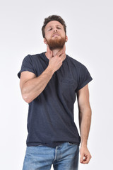 Fototapeta premium man with neck on white background