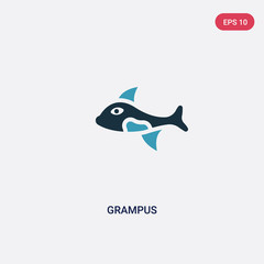 two color grampus vector icon from animals concept. isolated blue grampus vector sign symbol can be use for web, mobile and logo. eps 10