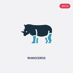 two color rhinoceros vector icon from animals concept. isolated blue rhinoceros vector sign symbol can be use for web, mobile and logo. eps 10