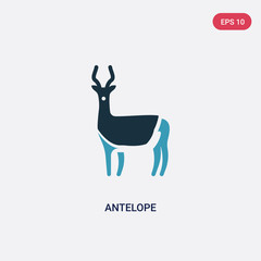 two color antelope vector icon from animals concept. isolated blue antelope vector sign symbol can be use for web, mobile and logo. eps 10