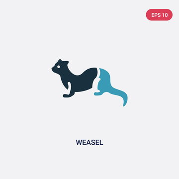 Two Color Weasel Vector Icon From Animals Concept. Isolated Blue Weasel Vector Sign Symbol Can Be Use For Web, Mobile And Logo. Eps 10