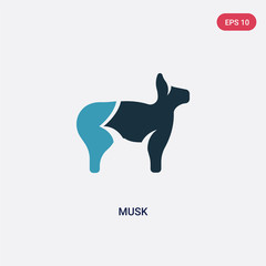 two color musk vector icon from animals concept. isolated blue musk vector sign symbol can be use for web, mobile and logo. eps 10 - obrazy, fototapety, plakaty