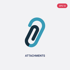 two color attachments vector icon from tools and utensils concept. isolated blue attachments vector sign symbol can be use for web, mobile and logo. eps 10