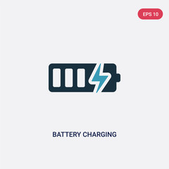 two color battery charging vector icon from tools and utensils concept. isolated blue battery charging vector sign symbol can be use for web, mobile and logo. eps 10