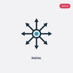 two color radial vector icon from tools and utensils concept. isolated blue radial vector sign symbol can be use for web, mobile and logo. eps 10