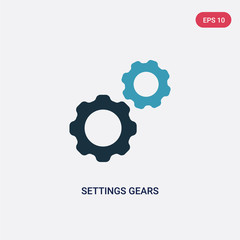 two color settings gears vector icon from tools and utensils concept. isolated blue settings gears vector sign symbol can be use for web, mobile and logo. eps 10