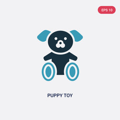 two color puppy toy vector icon from toys concept. isolated blue puppy toy vector sign symbol can be use for web, mobile and logo. eps 10
