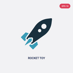 two color rocket toy vector icon from toys concept. isolated blue rocket toy vector sign symbol can be use for web, mobile and logo. eps 10