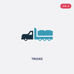 two color trucks vector icon from transport concept. isolated blue trucks vector sign symbol can be use for web, mobile and logo. eps 10
