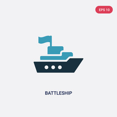 Fototapeta premium two color battleship vector icon from transport concept. isolated blue battleship vector sign symbol can be use for web, mobile and logo. eps 10