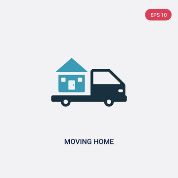 two color moving home vector icon from transport concept. isolated blue moving home vector sign symbol can be use for web, mobile and logo. eps 10