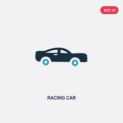 two color racing car vector icon from transportation concept. isolated blue racing car vector sign symbol can be use for web, mobile and logo. eps 10