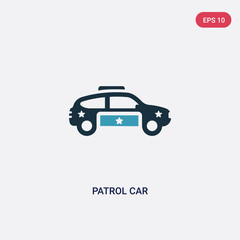 two color patrol car vector icon from transportation concept. isolated blue patrol car vector sign symbol can be use for web, mobile and logo. eps 10