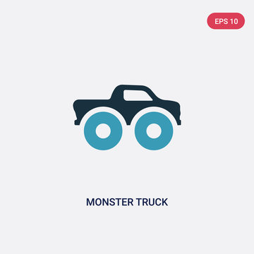 two color monster truck vector icon from transportation concept. isolated blue monster truck vector sign symbol can be use for web, mobile and logo. eps 10