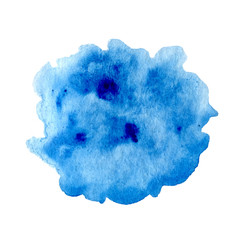 Blue blue watercolor spot on white background.