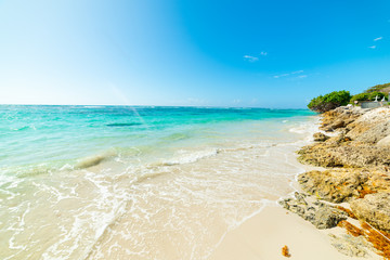 Clear sky over Raisins Clairs beach in Guadeloupe