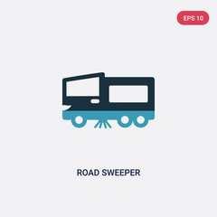 two color road sweeper vector icon from transport concept. isolated blue road sweeper vector sign symbol can be use for web, mobile and logo. eps 10