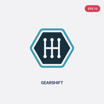 two color gearshift vector icon from transport concept. isolated blue gearshift vector sign symbol can be use for web, mobile and logo. eps 10