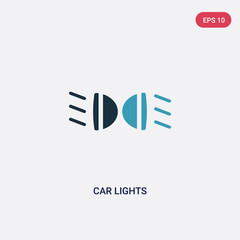 two color car lights vector icon from transport concept. isolated blue car lights vector sign symbol can be use for web, mobile and logo. eps 10