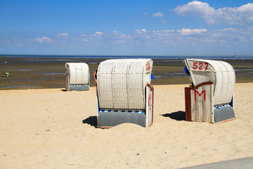 Strandkorb am Strand von Cuxhaven