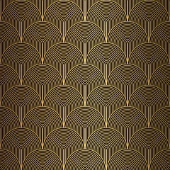  Art Deco-patroon. Naadloze zwarte en gouden achtergrond. © amovitania