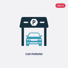 two color car parking vector icon from transport concept. isolated blue car parking vector sign symbol can be use for web, mobile and logo. eps 10