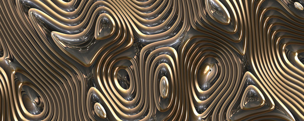 3d abstract wavy metallic background
