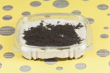 Tasty dessert of milk made with black cookies