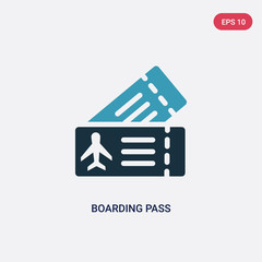 two color boarding pass vector icon from travel concept. isolated blue boarding pass vector sign symbol can be use for web, mobile and logo. eps 10