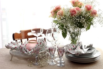 Clean dishes on the table