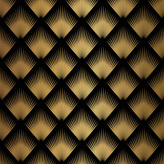 Art Deco Pattern. Seamless black and gold background.