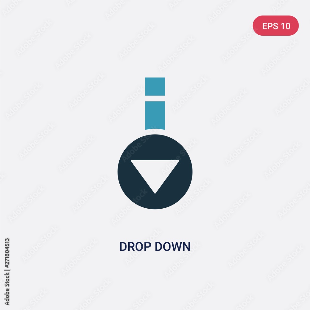 Poster two color drop down vector icon from user interface concept. isolated blue drop down vector sign sym