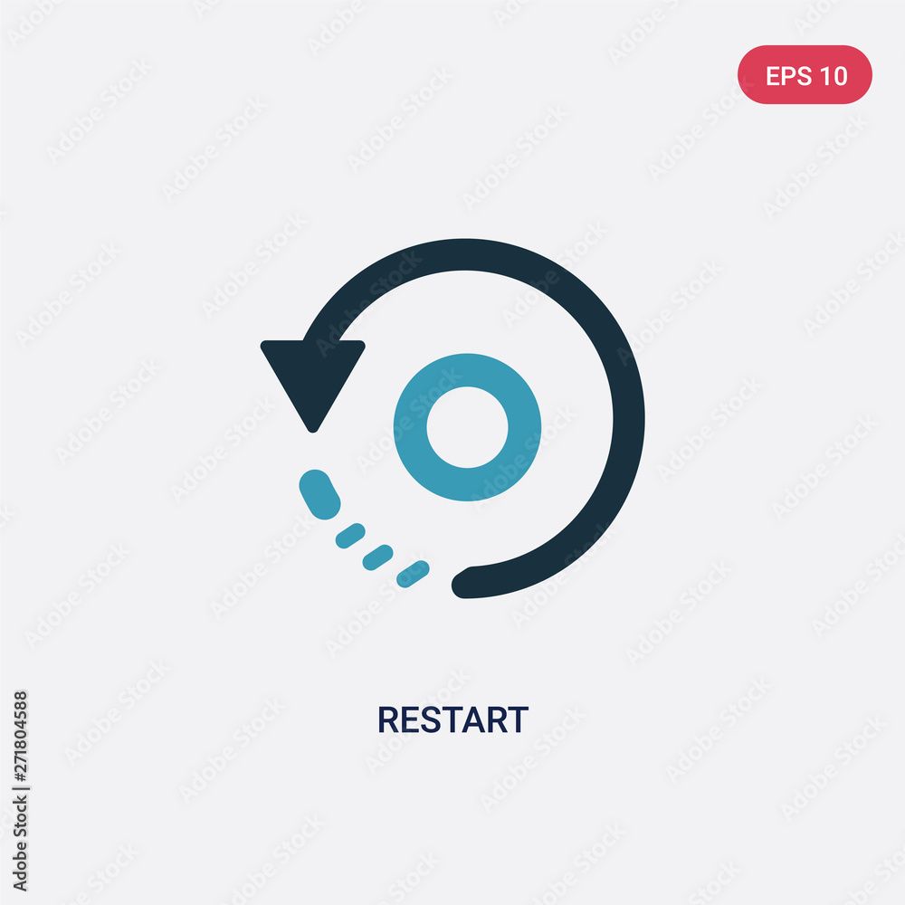 Poster two color restart vector icon from user interface concept. isolated blue restart vector sign symbol 
