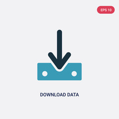 two color download data vector icon from user interface concept. isolated blue download data vector sign symbol can be use for web, mobile and logo. eps 10